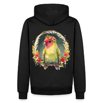 Green Peach Faced Lovebird Parrot Flower Crown Pet - Sweat à capuche Premium bio Homme - noir - Dos - Nico (187cm)