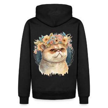 Mignon exotique Chat Chat Fleur Couronne Chats Pet Ki - Sweat à capuche Premium bio Homme - noir - Dos - Nico (187cm)