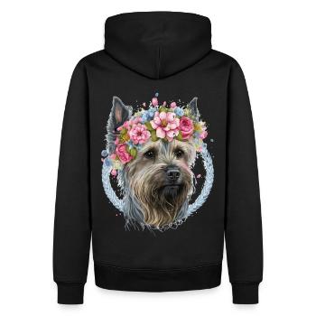 Cute Yorkshire Terrier Flower Crown Pet Dog Breed - Men’s Premium Organic Hoodie - black - Back - Nico (187cm)