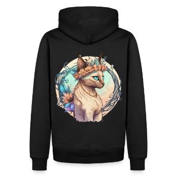 Cute Balinese Cat Flower Crown Cats Pet Kitten - Men’s Premium Organic Hoodie - black - Back - Nico (187cm)