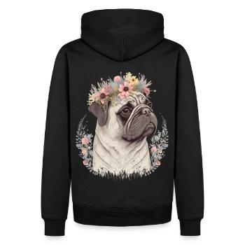 Fleur de carlin mignon Crown Pet Dog Breed Floral Puppy - Sweat à capuche Premium bio Homme - noir - Dos - Nico (187cm)
