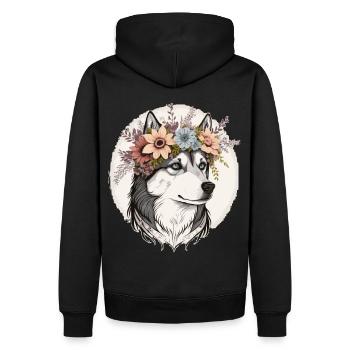 Fleur de Husky sibérien mignon Couronne Race de chien de compagnie Flo - Sweat à capuche Premium bio Homme - noir - Dos - Nico (187cm)