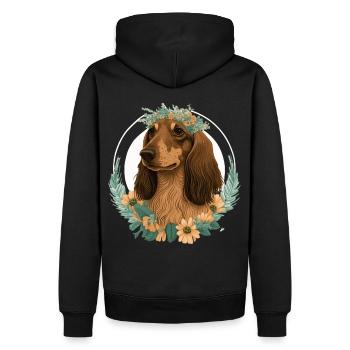 Cute Dachshund Flower Crown Pet Dog Breed Floral P - Männer Premium Bio Hoodie - Schwarz - Hinten - Nico (187cm)