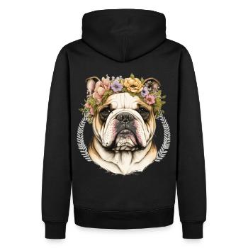 Fleur de bouledogue mignon Couronne Chien Floral Chiot - Sweat à capuche Premium bio Homme - noir - Dos - Nico (187cm)