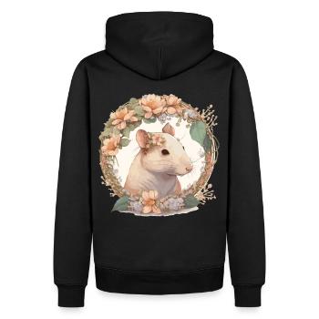 Watercolor Flower RatChinese Zodiac Animal Sign - Men’s Premium Organic Hoodie - black - Back - Nico (187cm)
