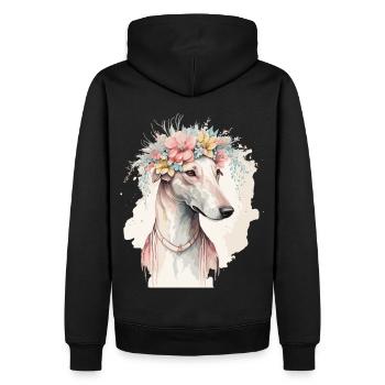 Fleur de lévrier mignon Couronne Chien de compagnie Race Floral P - Sweat à capuche Premium bio Homme - noir - Dos - Nico (187cm)