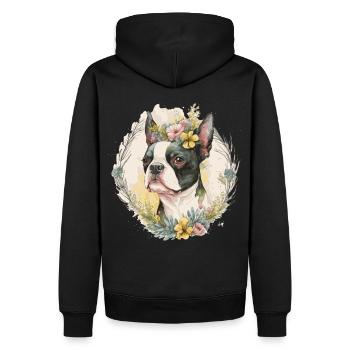 Mignon Boston Terrier Fleur Couronne Race de chien de compagnie Flo - Sweat à capuche Premium bio Homme - noir - Dos - Nico (187cm)