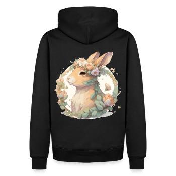 Mignon Aquarelle Fleur Lapin Chinois Zodiaque Anima - Sweat à capuche Premium bio Homme - noir - Dos - Nico (187cm)