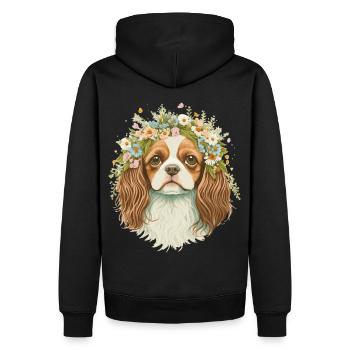 Cute Cavalier King Charles Spaniel Flower Crown Do - Men’s Premium Organic Hoodie - black - Back - Nico (187cm)