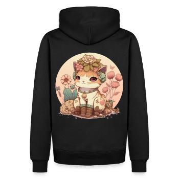 Cottagecore Cute Baby Cat Kitten Flower Anime Sola - Men’s Premium Organic Hoodie - black - Back - Nico (187cm)