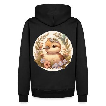 Cottagecore Mignon Bébé Canard Kawaii Caneton Floral - Sweat à capuche Premium bio Homme - noir - Dos - Nico (187cm)