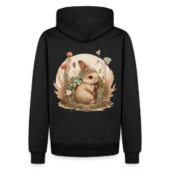 Cottagecore Mignon Bébé lapin Lapin Aquarelle Flow - Sweat à capuche Premium bio Homme - noir - Dos - Nico (187cm)