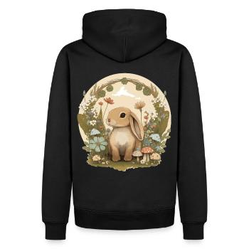 Cottagecore Mignon Bébé lapin Lapin Aquarelle Flow - Sweat à capuche Premium bio Homme - noir - Dos - Nico (187cm)