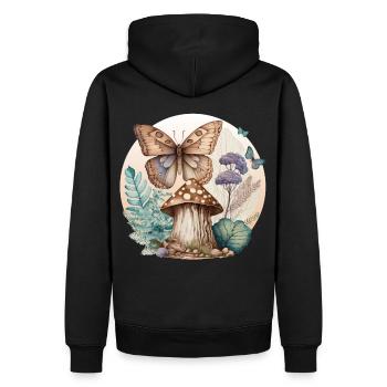 Cottagecore Butterfly Mushroom Plants Goblincore A - Sweat à capuche Premium bio Homme - noir - Dos - Nico (187cm)
