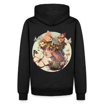 Cottagecore Butterfly Girl Cute Goblincore Fantasy - Männer Premium Bio Hoodie - Schwarz - Hinten - Nico (187cm)