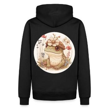 Cottagecore Mignon Grenouille Crapaud Fleur Couronne Dark Acade - Sweat à capuche Premium bio Homme - noir - Dos - Nico (187cm)