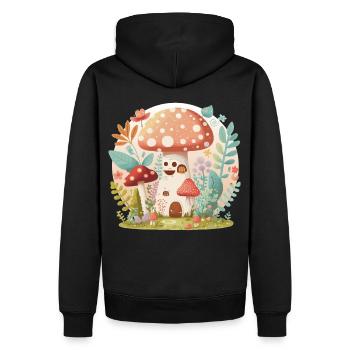 Cottagecore Mushroom Toadstool House Cute Forest - Men’s Premium Organic Hoodie - black - Back - Nico (187cm)