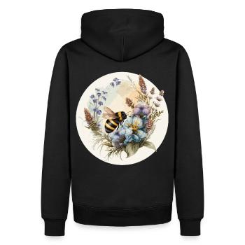 Cute Cottagecore Botanic Wildflower Bumblebee Wate - Men’s Premium Organic Hoodie - black - Back - Nico (187cm)
