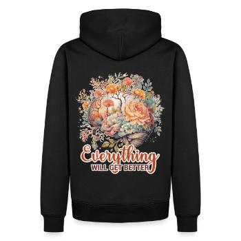 Tout ira mieux Cerveau Fleur positive A - Sweat à capuche Premium bio Homme - noir - Dos - Nico (187cm)