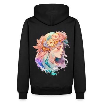 Watercolor Girl Spring Flower Crown Fairy Cottagec - Männer Premium Bio Hoodie - Schwarz - Hinten - Nico (187cm)