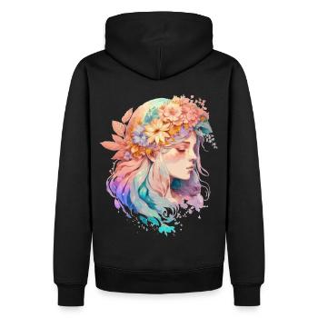 Citation de positivité de fille florale Santé mentale Awarene - Sweat à capuche Premium bio Homme - noir - Dos - Nico (187cm)