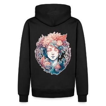 Spring Flower Crown Girl Cottagecore Fairy Aesthet - Sweat à capuche Premium bio Homme - noir - Dos - Nico (187cm)