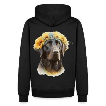 Watercolor Black Labrador Retriever Sunflower Dog - Männer Premium Bio Hoodie - Schwarz - Hinten - Nico (187cm)