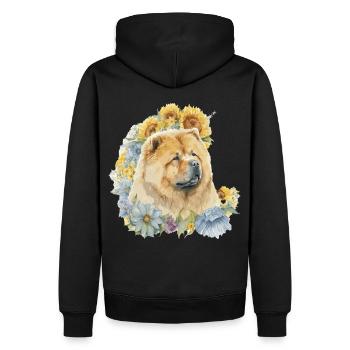 Cute Chow Chow Sunflower Dog Breed Pet Puppy - Men’s Premium Organic Hoodie - black - Back - Nico (187cm)