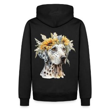 Cute Dalmatian Sunflower Dog Breed Pet Puppy - Men’s Premium Organic Hoodie - black - Back - Nico (187cm)