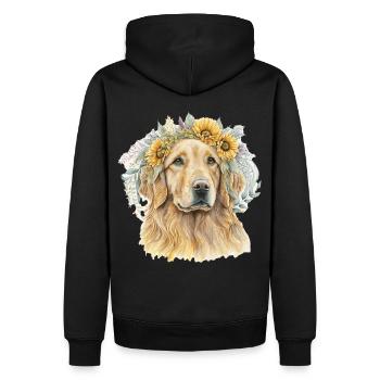 Cute Golden Retriever Sunflower Dog Breed Pet Pupp - Men’s Premium Organic Hoodie - black - Back - Nico (187cm)