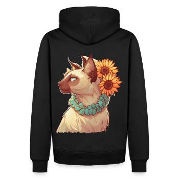 Cute Balinese Sunflower Cat Breed Pet Kitten - Men’s Premium Organic Hoodie - black - Back - Nico (187cm)