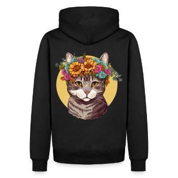 Cute American Wirehair Sunflower Cat Breed Pet Kit - Men’s Premium Organic Hoodie - black - Back - Nico (187cm)
