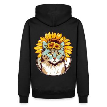 Watercolor La Perm Sunflower Cat Breed Pet Kitten - Men’s Premium Organic Hoodie - black - Back - Nico (187cm)