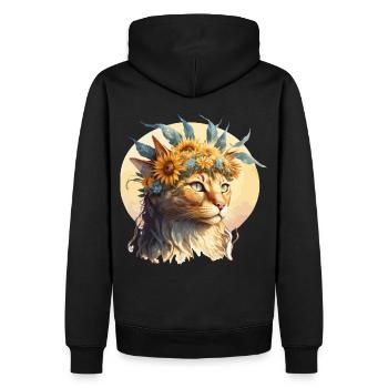 Cute Thai Cat Sunflower Cat Breed Pet Kitten - Men’s Premium Organic Hoodie - black - Back - Nico (187cm)