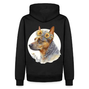 Cute Australian Cattle Sunflower Dog Breed Pet Pup - Men’s Premium Organic Hoodie - black - Back - Nico (187cm)
