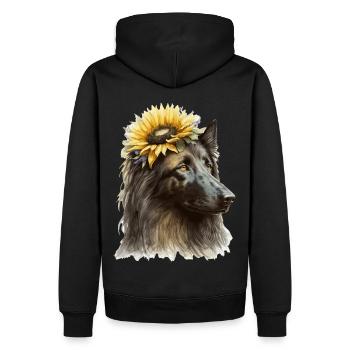 Cute Belgian Sheepdog Sunflower Dog Breed Pet Pupp - Männer Premium Bio Hoodie - Schwarz - Hinten - Nico (187cm)