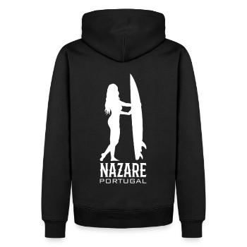 Nazare Surfer Girl Portugal - Sweat à capuche Premium bio Homme - noir - Dos - Nico (187cm)