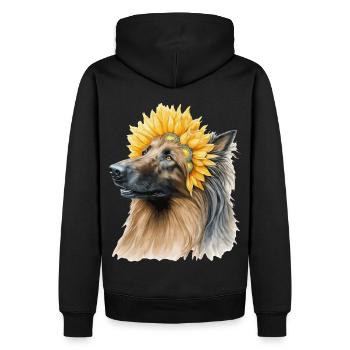 Watercolor Belgian Sheepdog Sunflower Dog Breed Pe - Männer Premium Bio Hoodie - Schwarz - Hinten - Nico (187cm)