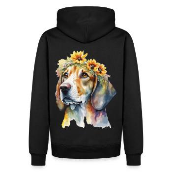 Cute Beagle Sunflower Dog Breed Pet Puppy - Men’s Premium Organic Hoodie - black - Back - Nico (187cm)