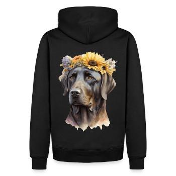 Cute Black Labrador Retriever Sunflower Dog Breed - Männer Premium Bio Hoodie - Schwarz - Hinten - Nico (187cm)