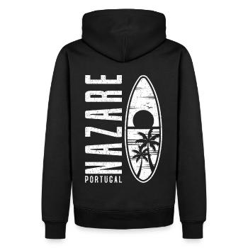 Nazare Surfboard Portugal - Men’s Premium Organic Hoodie - black - Back - Nico (187cm)