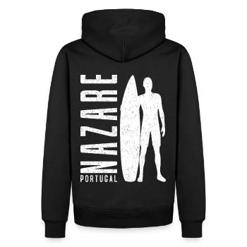 Nazare Surfer Planche de surf Portugal - Sweat à capuche Premium bio Homme - noir - Dos - Nico (187cm)
