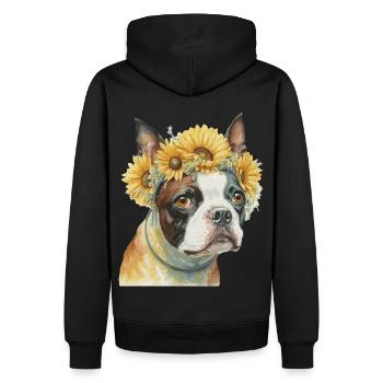 Mignon Boston Terrier Sunflower Dog Breed Pet Puppy - Sweat à capuche Premium bio Homme - noir - Dos - Nico (187cm)