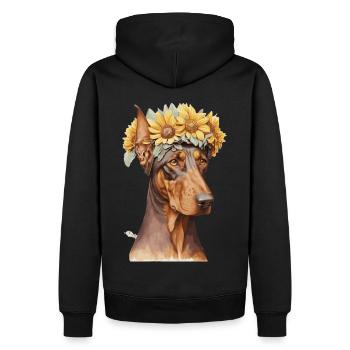 Mignon Doberman Sunflower Dog Breed Pet Puppy - Sweat à capuche Premium bio Homme - noir - Dos - Nico (187cm)
