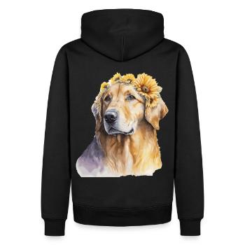 Cute Golden Retriever Sunflower Dog Breed Pet Pupp - Men’s Premium Organic Hoodie - black - Back - Nico (187cm)