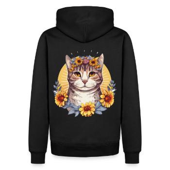 Cute American Wirehair Sunflower Cat Breed Pet Kit - Men’s Premium Organic Hoodie - black - Back - Nico (187cm)