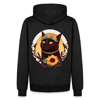 Watercolor Bombay Sunflower Cat Breed Pet Kitten - Men’s Premium Organic Hoodie - black - Back - Nico (187cm)