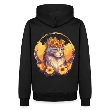 Cute Maine Coon Sunflower Cat Breed Pet Kitten - Men’s Premium Organic Hoodie - black - Back - Nico (187cm)