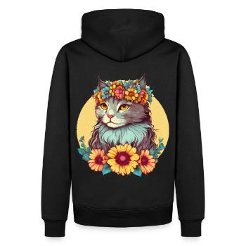 Cute La Perm Sunflower Cat Breed Pet Kitten - Men’s Premium Organic Hoodie - black - Back - Nico (187cm)