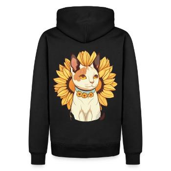Cute Japanese Bobtail Sunflower Cat Breed Pet Kitt - Männer Premium Bio Hoodie - Schwarz - Hinten - Nico (187cm)